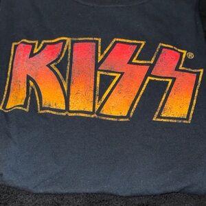 Kiss Men's Black Tee with Red and Orange Logo